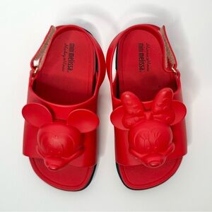 Mini Melissa Mickey Mouse Minnie Mouse Red Slides Sandals